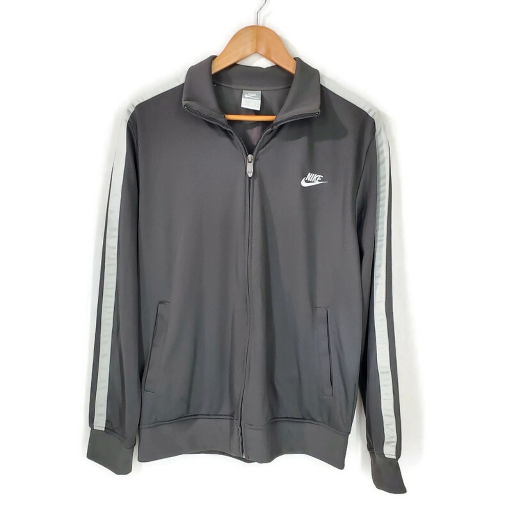 Nike Sportswear Track Jacket Mens L‎ Gray and Silver With Pockets Full Zip
